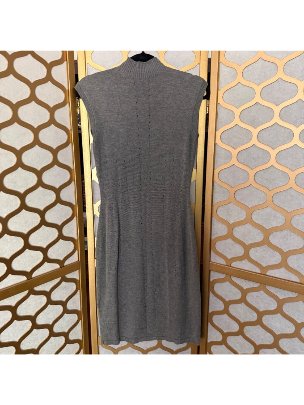 Brooks Brothers Size S Gray Wool Blend Sleeveless Mock Neck Sweater Dress - Picture 11 of 16